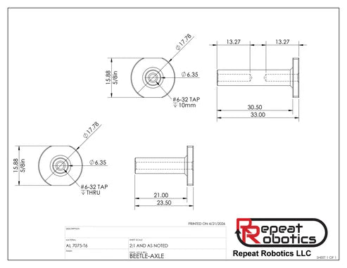 Drive Axle Beetle Mk2 (4 pack)