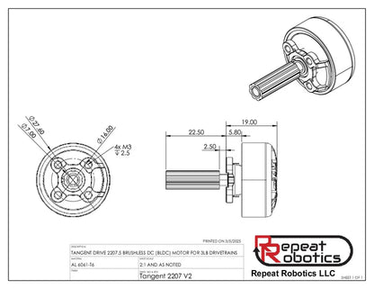 Tangent Drive 2207 - Beetleweight drive motor